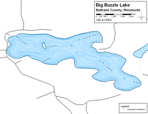 Big Buzzle Lake Topographical Lake Map