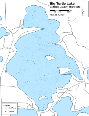 Big Turtle Lake Topographical Lake Map
