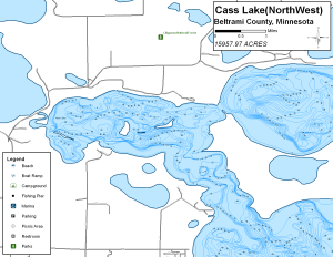 Cass Lake Northwest Topographical Lake Map