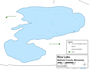 Rice Lake Topographical Lake Map