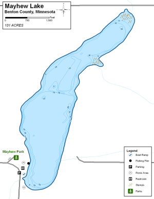 Mayhew Lake Topographical Lake Map