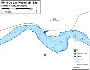 Fond du Lac Reservoir East Topographical Lake Map