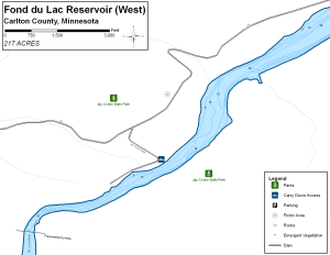 Fond du Lac Reservoir West Topographical Lake Map