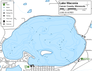 Lake Waconia Topographical Lake Map