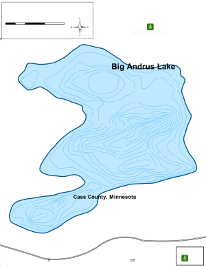 Big Andrus Lake Topographical Lake Map