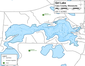 Girl Lake Topographical Lake Map