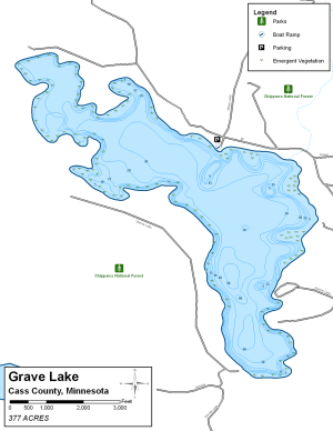 Grave Lake Topographical Lake Map