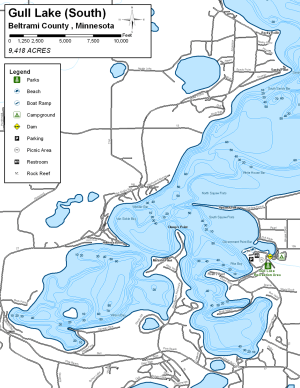 Gull Lake South Topographical Lake Map