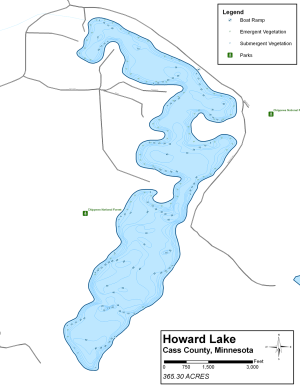 Howard Lake Topographical Lake Map