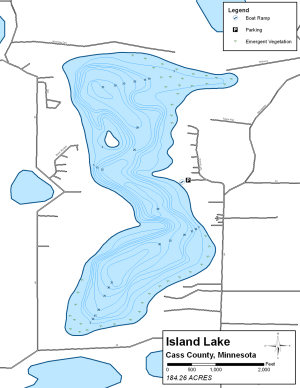 Island Lake Topographical Lake Map