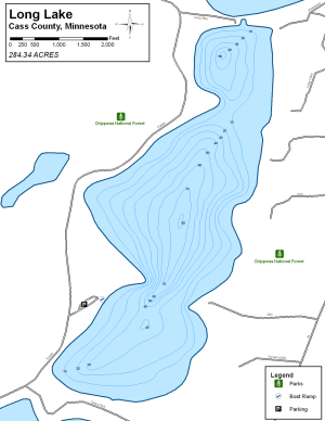 Long Lake Topographical Lake Map
