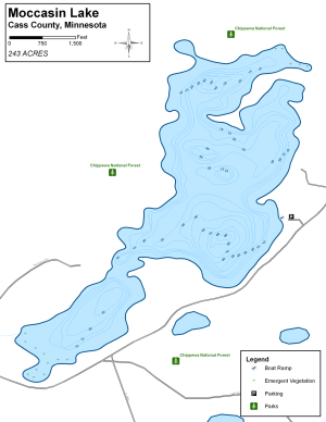 Moccasin Lake Topographical Lake Map