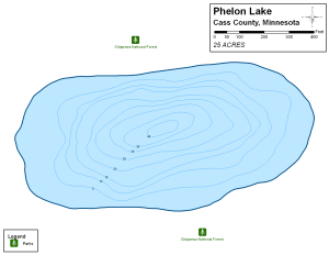 Phelon Lake Topographical Lake Map