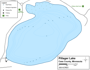 Pillager Lake Topographical Lake Map
