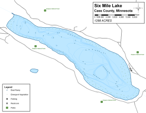 Six MIle Lake Topographical Lake Map