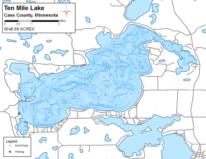 ten Mile Lake Topographical Lake Map