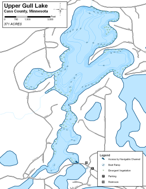 Upper Gull Lake Topographical Lake Map