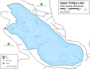 Upper Trelipe Lake Topographical Lake Map