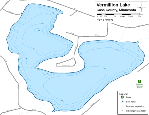 Vermillion Lake Topographical Lake Map