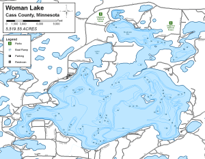 Woman Lake Topographical Lake Map