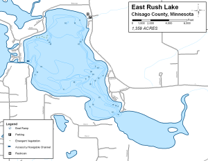 East Rush Lake Topographical Lake Map