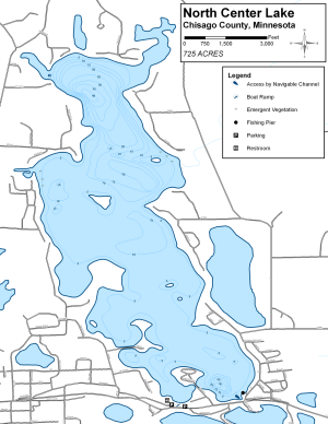 NOrth Center Lake Topographical Lake Map