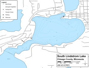 South Lindstrom Lake Topographical Lake Map