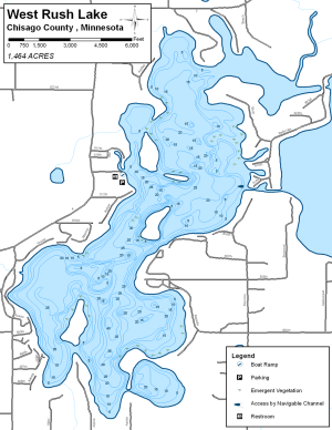 West Rush Lake Topographical Lake Map