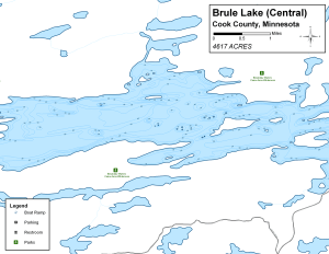Brule Lake Central Topographical Lake Map