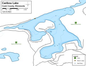 Caribou Lake Topographical Lake Map