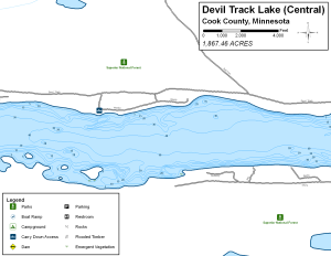 Devil Track Lake Central Topographical Lake Map