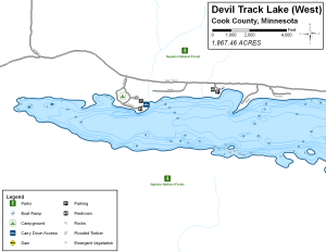Devil Track Lake West Topographical Lake Map