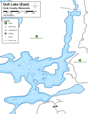 Gull Lake East Topographical Lake Map