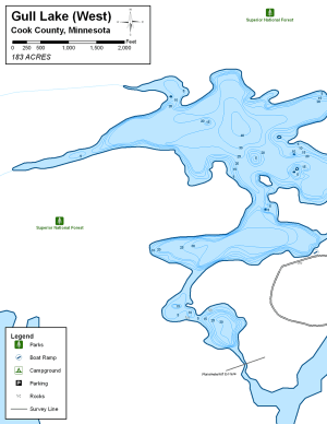 Gull Lake West Topographical Lake Map