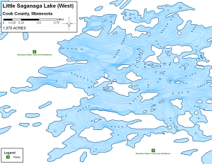 Little Saganaga Lake (West) Topographical Lake Map