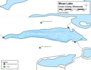Moss Lake Topographical Lake Map