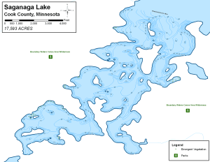 Saganaga Lake Topographical Lake Map