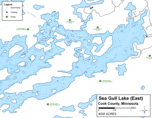 Sea Gull Lake East Topographical Lake Map