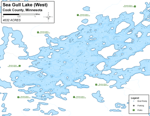 Sea Gull Lake West Topographical Lake Map