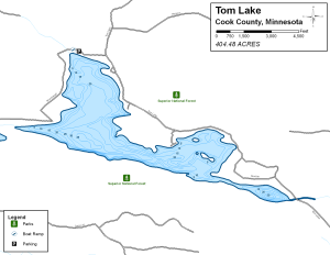 Tom Lake Topographical Lake Map