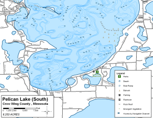 Pelican Lake South Topographical Lake Map