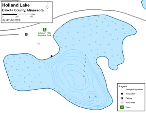 Holland Lake Topographical Lake Map