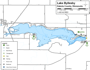 Lake Byllesby Topographical Lake Map