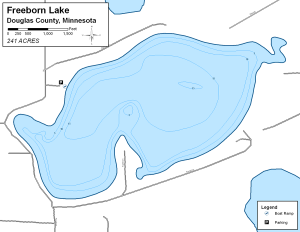 Freeborn Lake Topographical Lake Map