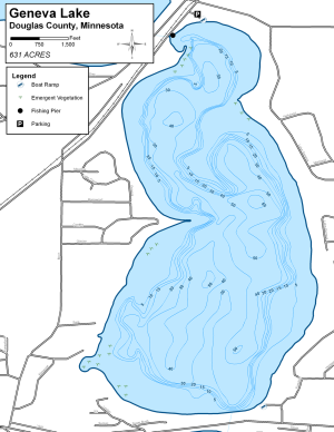 Geneva Lake Topographical Lake Map
