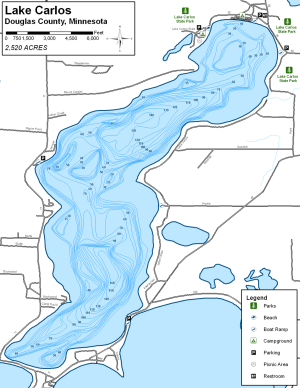 Lake Carlos Topographical Lake Map