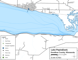 Lake Pepin East Topographical Lake Map