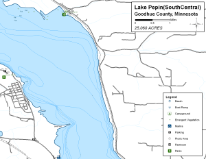 Lake Pepin Southcentral Topographical Lake Map