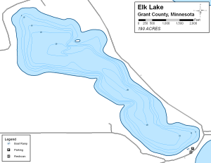 Elk Lake Topographical Lake Map