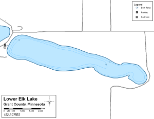 Lower Elk Lake Topographical Lake Map